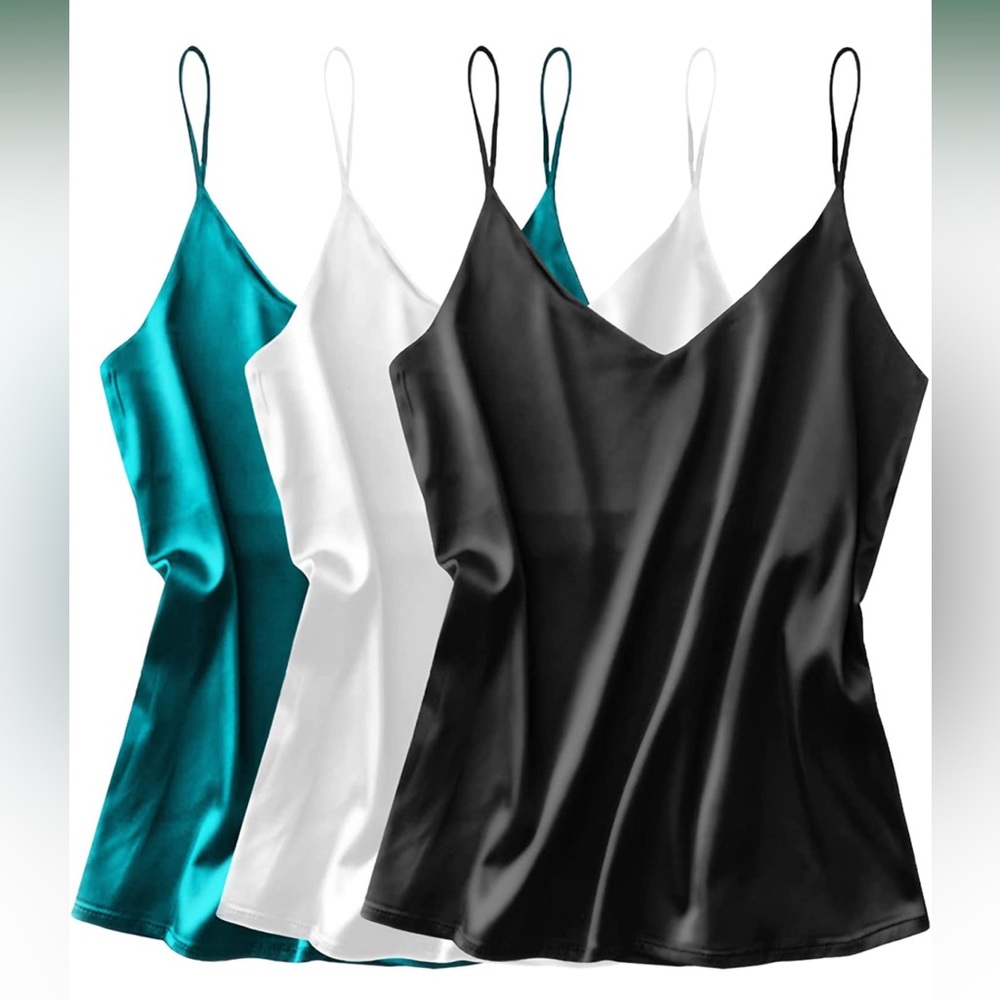 3 Satin tank tops- Jewel tones